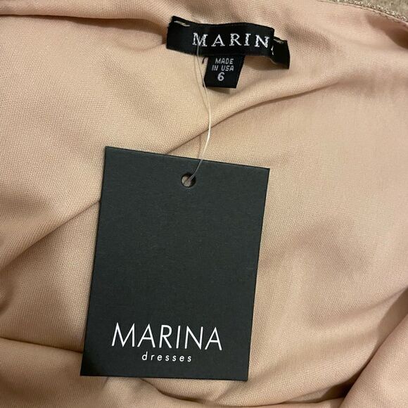 MARINA Cowl Neck Spaghetti Strap Metallic Maxi Gown Dress Size 6 - Picture 6 of 11